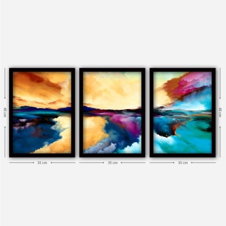 Cuadro decorativo enmarcado 3SC33 multicolor 35x45 cm (3 piezas)