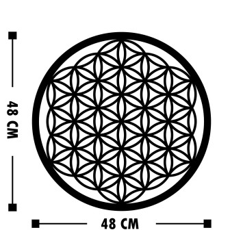 Decoración pared de metal Flower Of Life 1 negro 48x48 cm