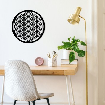 Decoración pared de metal Flower Of Life 1 negro 48x48 cm