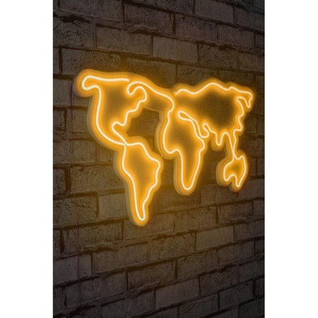 Iluminación LED decorativa de plástico World Map amarillo 66x38x2 cm