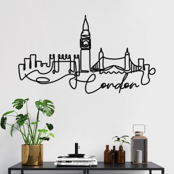 Decoración pared de metal London negro 120x53x1.5 cm