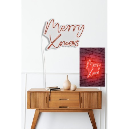 Iluminación LED decorativa de plástico Merry Christmas rojo 43x33x2 cm