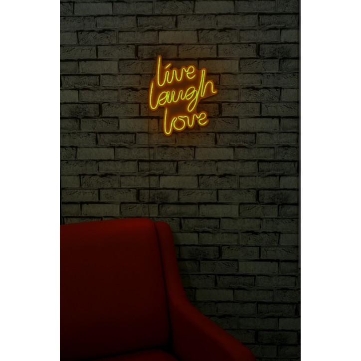 Iluminación LED decorativa de plástico Live Laugh Love amarillo 30.5x35.5x2 cm