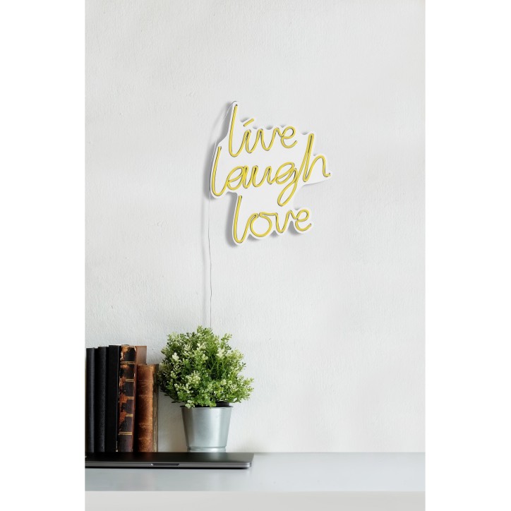 Iluminación LED decorativa de plástico Live Laugh Love amarillo 30.5x35.5x2 cm