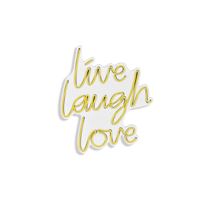 Iluminación LED decorativa de plástico Live Laugh Love amarillo 30.5x35.5x2 cm