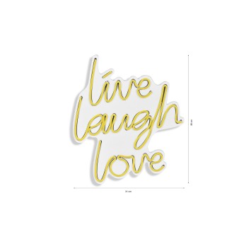 Iluminación LED decorativa de plástico Live Laugh Love amarillo 30.5x35.5x2 cm