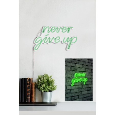 Iluminación LED decorativa de plástico Never Give Up verde 39.5x23x2 cm