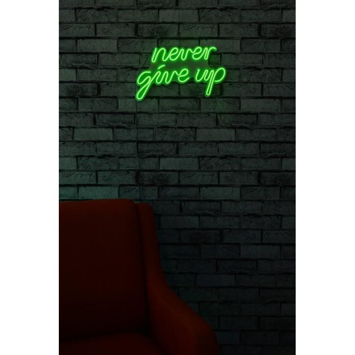 Iluminación LED decorativa de plástico Never Give Up verde 39.5x23x2 cm