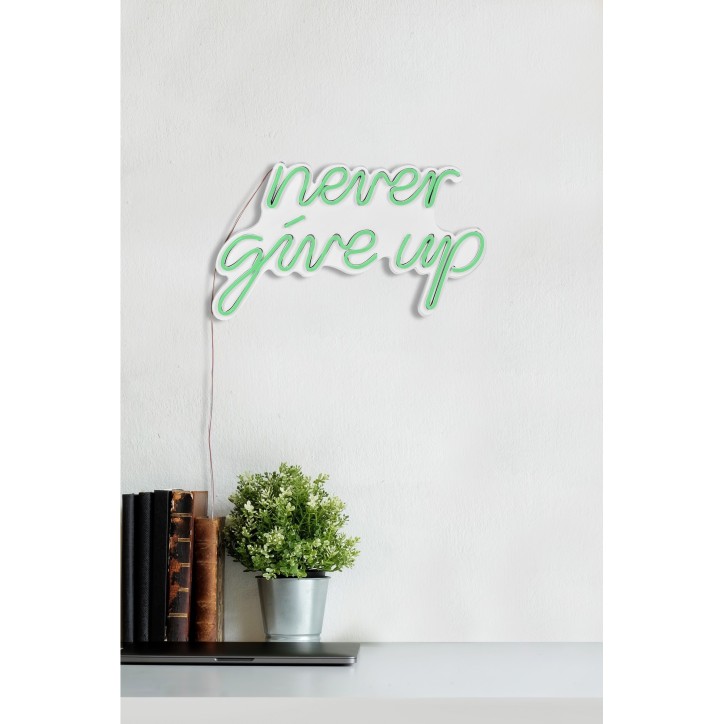 Iluminación LED decorativa de plástico Never Give Up verde 39.5x23x2 cm