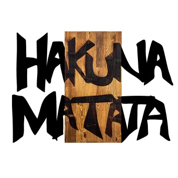 Decoración pared de madera Hakuna Matata 5 nogal claro negro 77x3x58