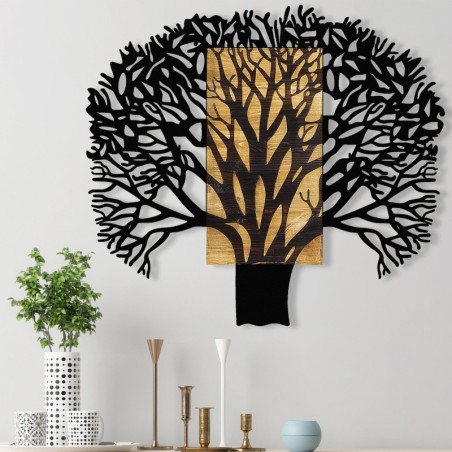 Decoración pared de madera Tree 1 nogal negro 93x3x86 cm