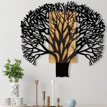 Decoración pared de madera Tree 1 nogal negro 93x3x86 cm