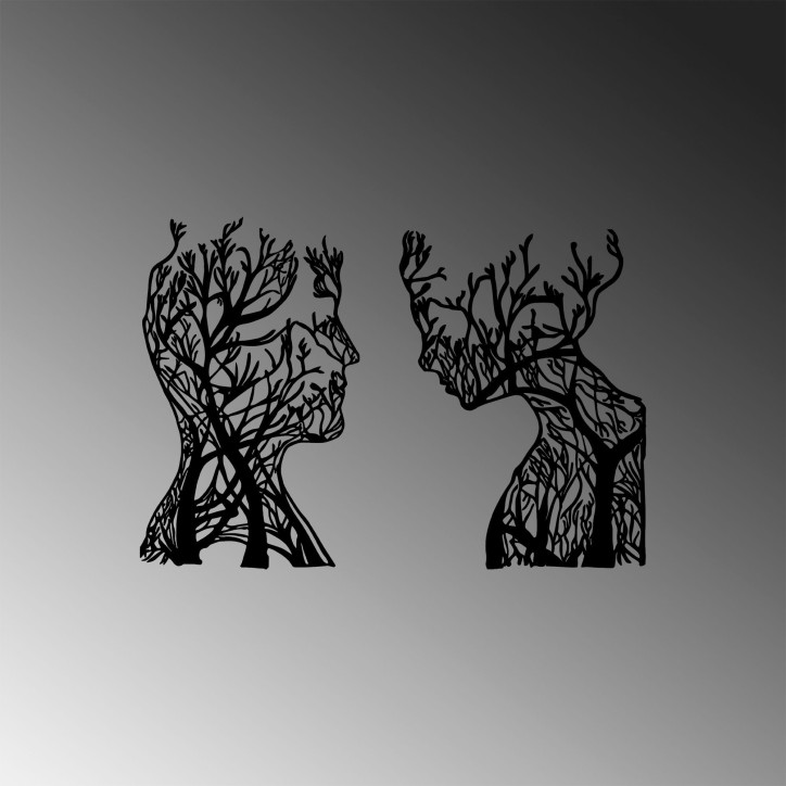 Decoración pared de metal Tree Man And Woman-325 negro 27x43 cm