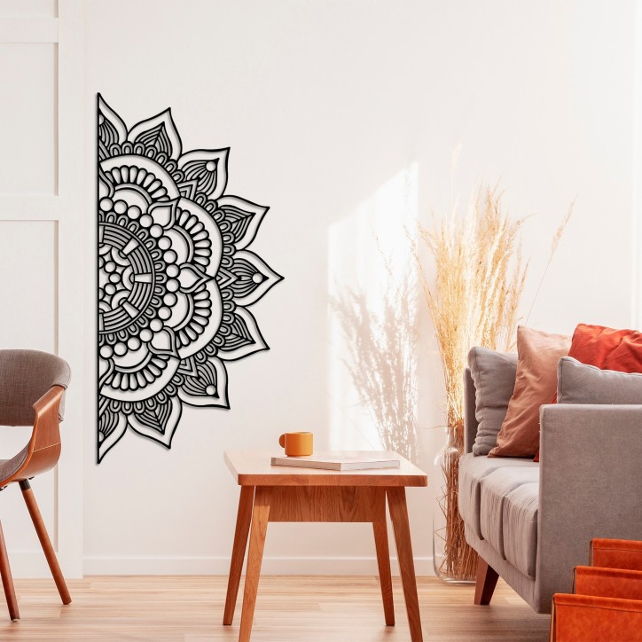 Decoración pared de metal Mandala 3 negro 153x78 cm