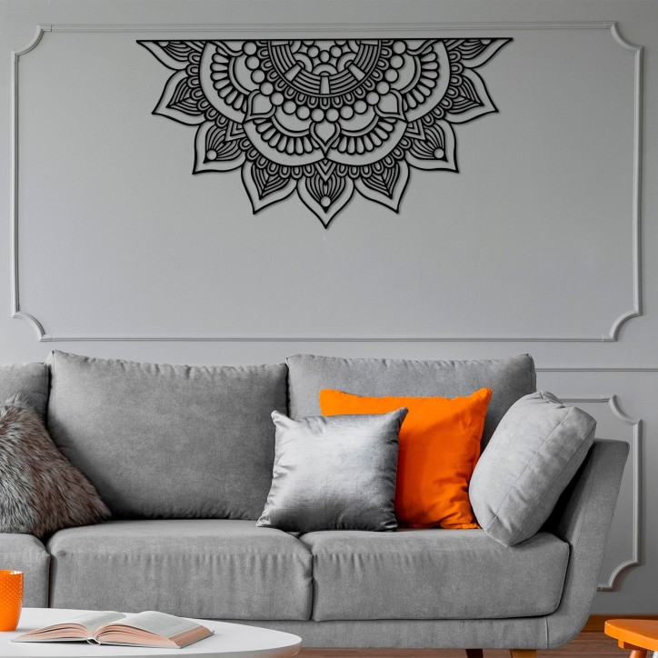 Decoración pared de metal Mandala 3 negro 153x78 cm