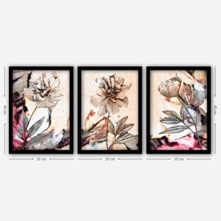 Cuadro decorativo enmarcado 3SC87 multicolor 35x45 cm (3 piezas)