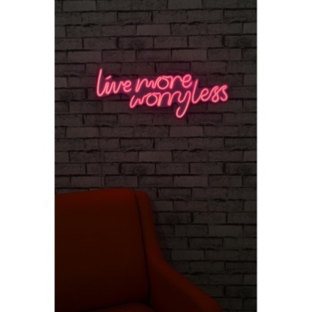 Iluminación LED decorativa de plástico Live More Worry Less rosa