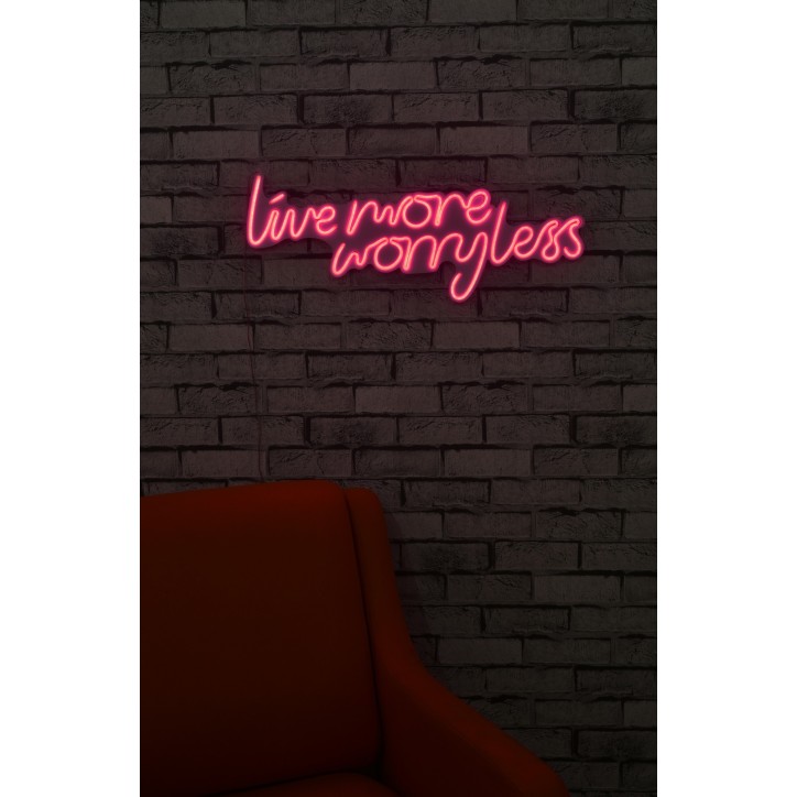 Iluminación LED decorativa de plástico Live More Worry Less rosa