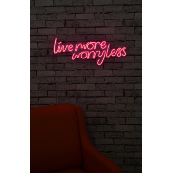 Iluminación LED decorativa de plástico Live More Worry Less rosa