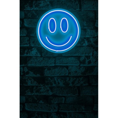 Iluminación LED decorativa de plástico Smiley azul diámetro 27 cm