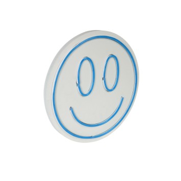 Iluminación LED decorativa de plástico Smiley azul diámetro 27 cm