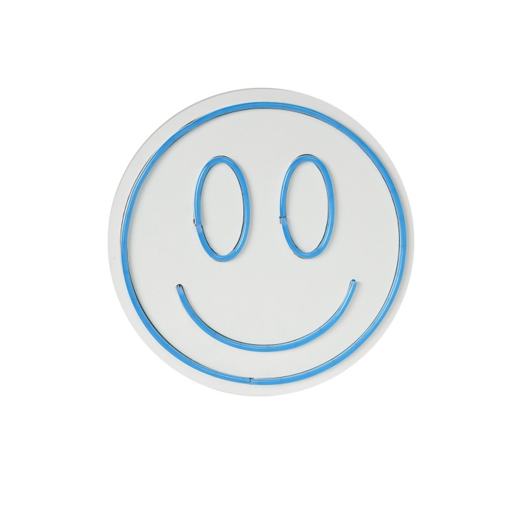 Iluminación LED decorativa de plástico Smiley azul diámetro 27 cm