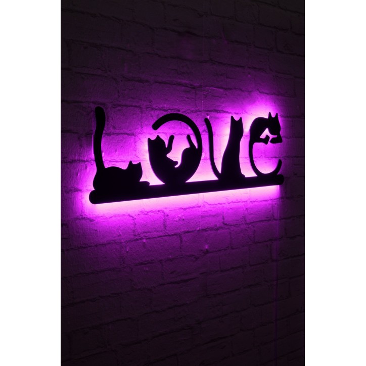 Iluminación LED decorativa Cat Love rosa 70x22 cm