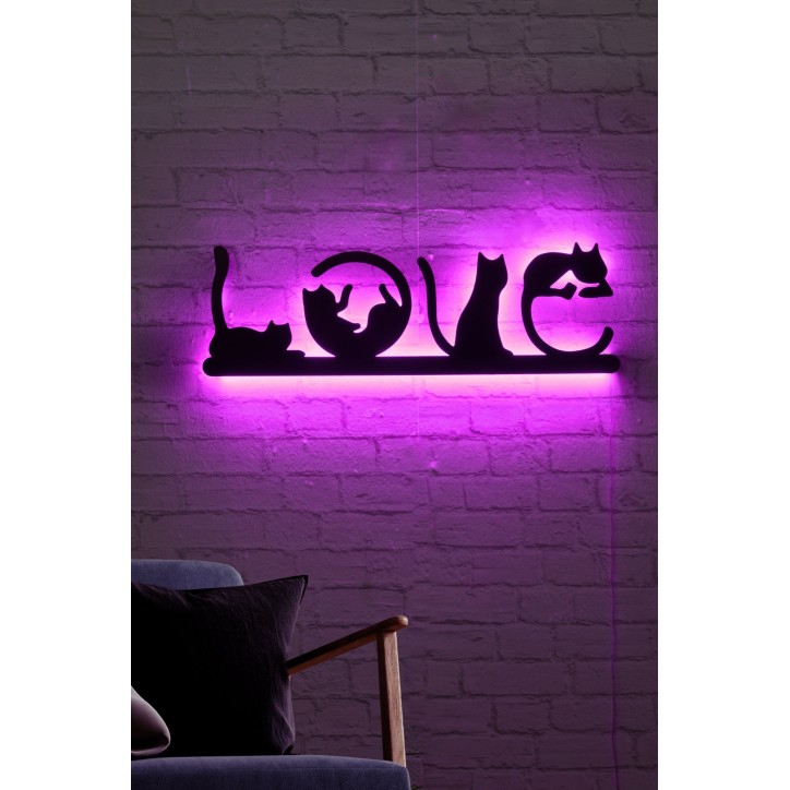 Iluminación LED decorativa Cat Love rosa 70x22 cm