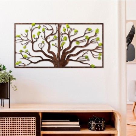 Decoración pared Tree 1 verde marrón 90x1x44 cm