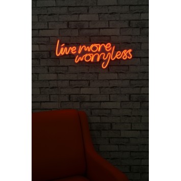 Iluminación LED decorativa de plástico Live More Worry Less rojo 67x36x2 cm