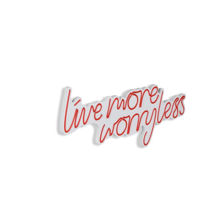 Iluminación LED decorativa de plástico Live More Worry Less rojo 67x36x2 cm