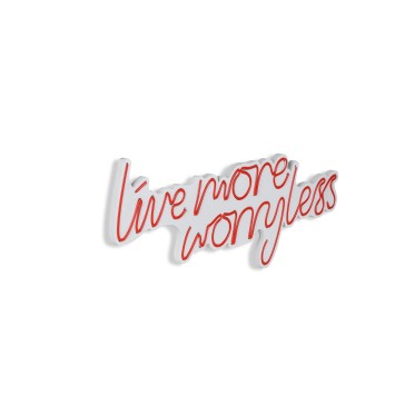 Iluminación LED decorativa de plástico Live More Worry Less rojo 67x36x2 cm