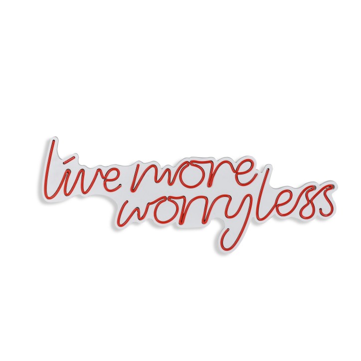 Iluminación LED decorativa de plástico Live More Worry Less rojo 67x36x2 cm