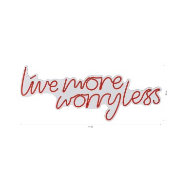 Iluminación LED decorativa de plástico Live More Worry Less rojo 67x36x2 cm