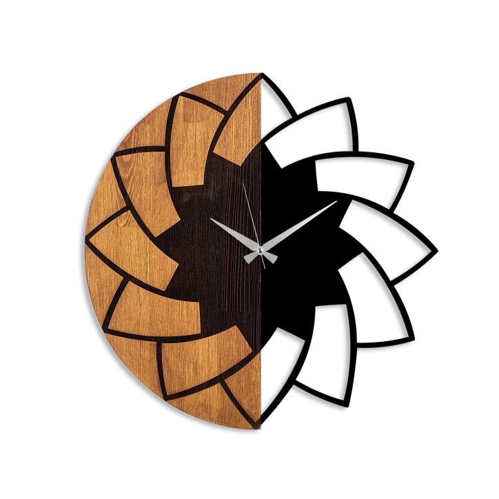 Reloj de pared madera Modelo-80 nogal negro diámetro 56 cm