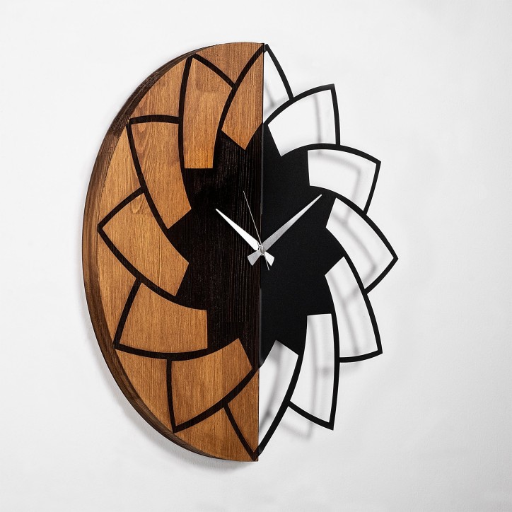 Reloj de pared madera Modelo-80 nogal negro diámetro 56 cm