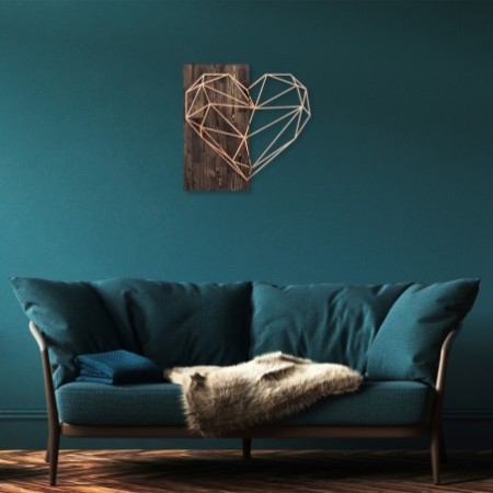 Decoración pared de madera Heart nogal cobre 58x58 cm