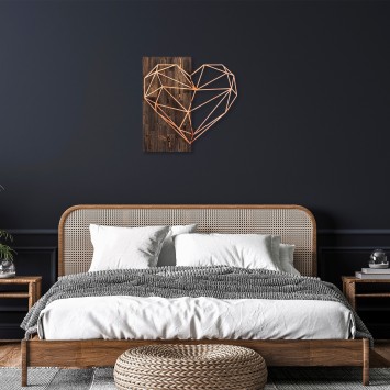 Decoración pared de madera Heart nogal cobre 58x58 cm