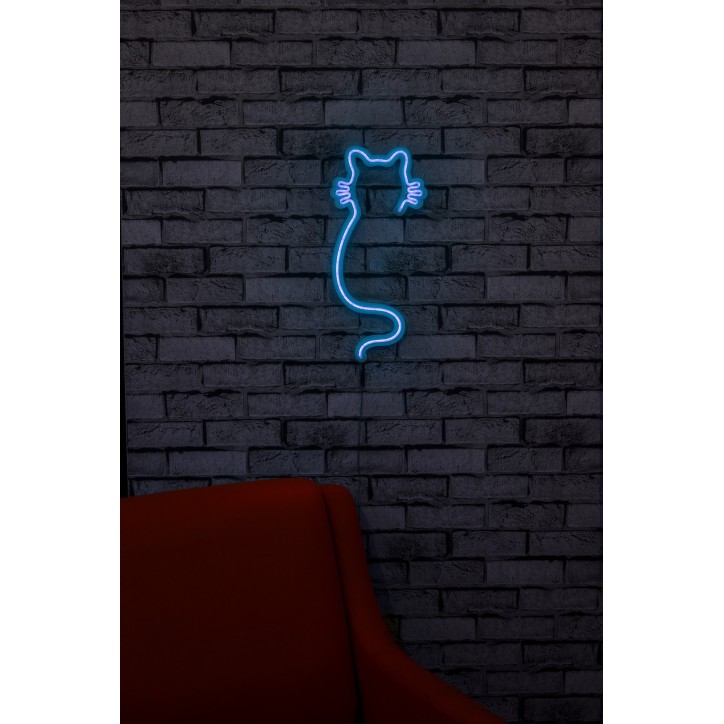 Iluminación LED decorativa de plástico Cat azul 22x48x2 cm