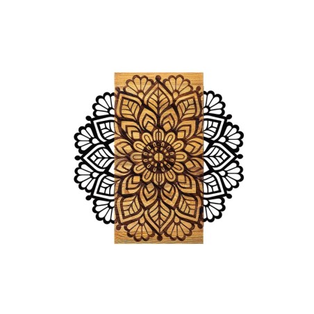 Decoración pared de madera Mandala 2 negro 58x58x3 cm