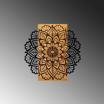 Decoración pared de madera Mandala 2 negro 58x58x3 cm