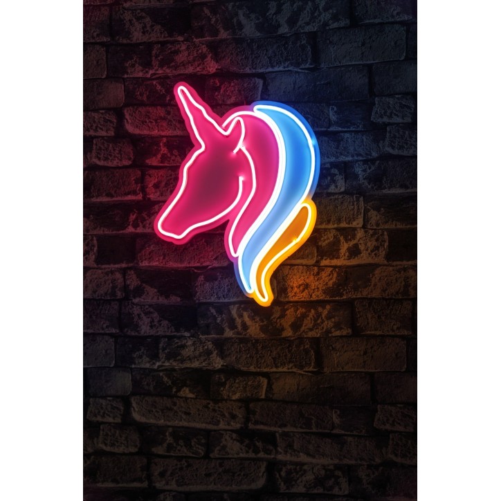 Iluminación LED decorativa de plástico Unicorn amarillo azul blanco