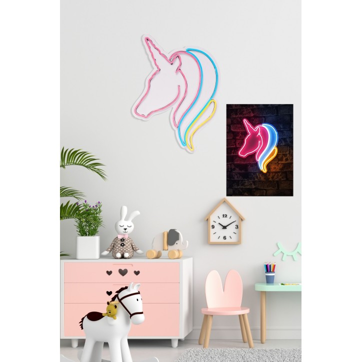 Iluminación LED decorativa de plástico Unicorn amarillo azul blanco