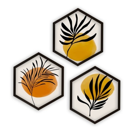Cuadro decorativo enmarcado 6GEN185598 multicolor 35x35 cm (3 piezas)