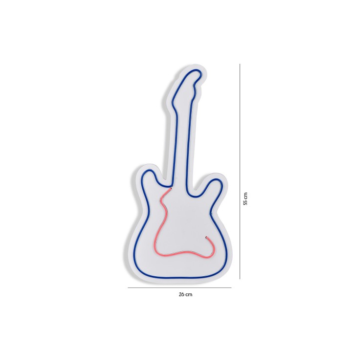 Iluminación LED decorativa de plástico Guitar azul rosado 26x55x2 cm