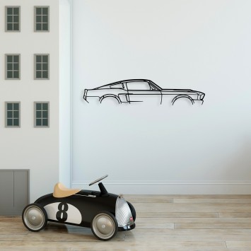 Decoración pared de metal 1967 Ford Mustang Shelby GT500 Silhouette negro 70x15 cm