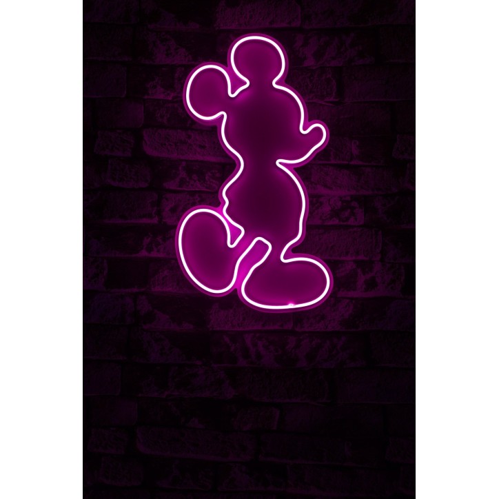 Iluminación LED decorativa de plástico Mickey Mouse rosa 27x49x3 cm