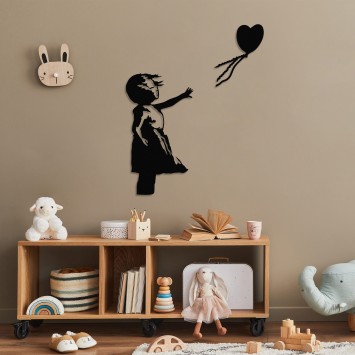 Decoración pared de metal Banksy -14 negro 105x85 cm