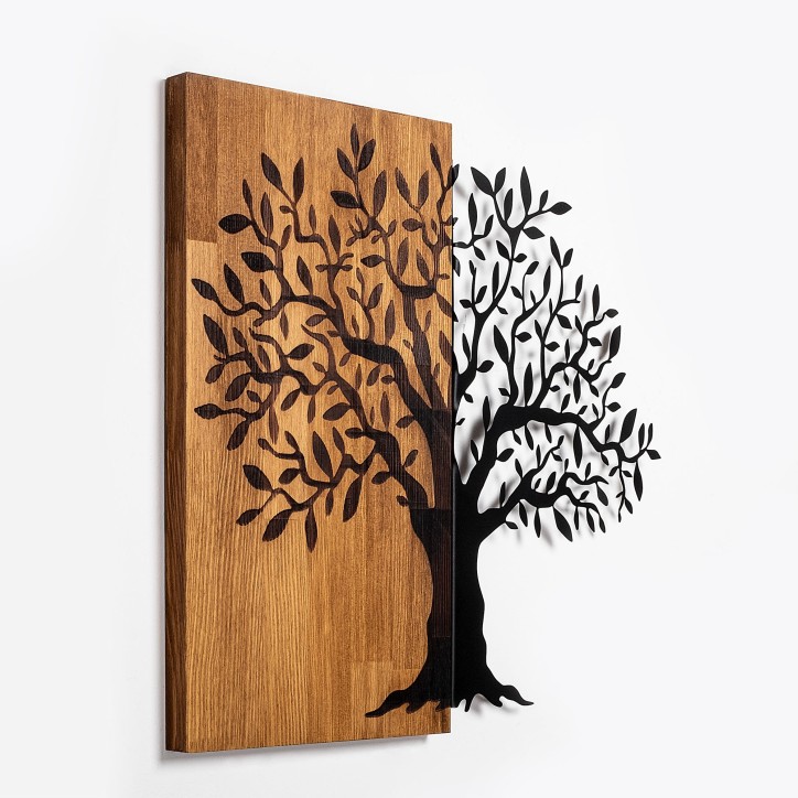 Decoración pared de madera Mysterious Tree-371 nogal negro 60x58 cm