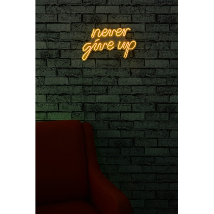 Iluminación LED decorativa de plástico Never Give Up amarillo 39.5x23x2 cm